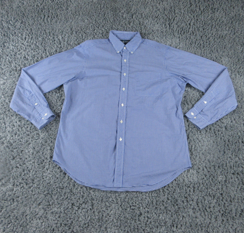Ralph Lauren Shirt Mens 16.5 Large Blue White Gingham Plaid Classic Fit